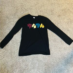 Men’s Long Sleave Gildan Softstyle Guitar Picks T-Shirt - Size Medium Black